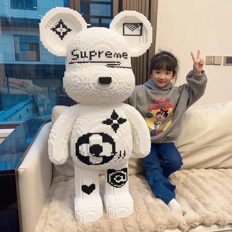 【限時買一隻送一隻】DIY超大隻暴力熊 庫洛米 美樂蒂 草莓熊 積木拼圖 3D立體大擺件 附帶視頻和說明書